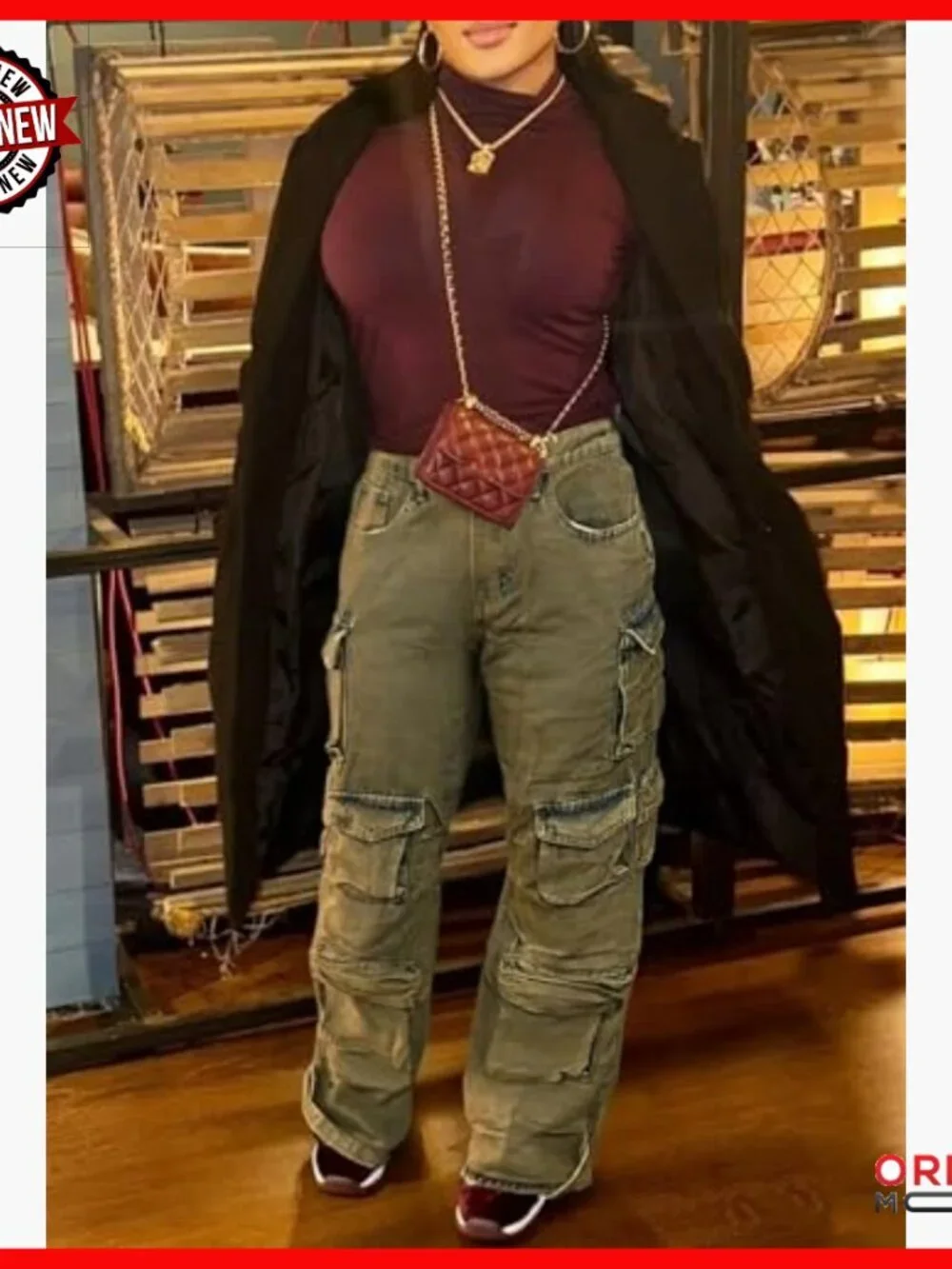 Straight Leg Baggy Jeans Distressed Cargo Joggers with Pockets